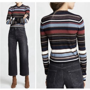 Veronica Beard Multicolor Striped Crew Neck Sweater